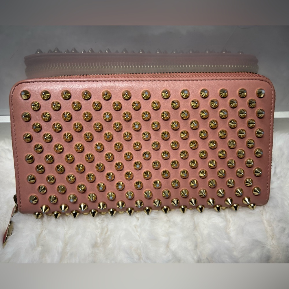 Christian Louboutin Pink and Gold Studded Wallet